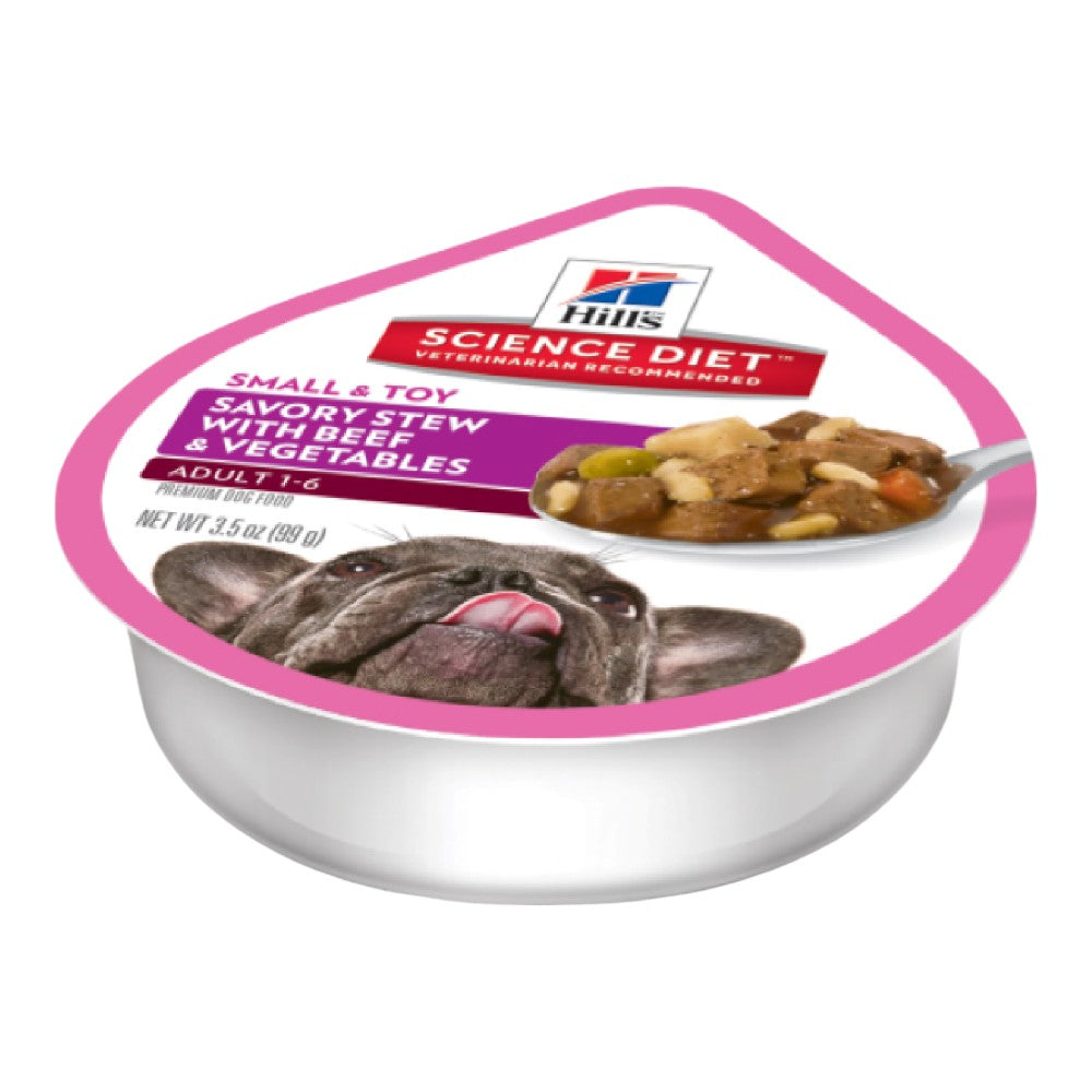 12 Tray Hill's SD Adult Small and Mini Alimento Húmedo Adulto Raza Pequeña, Guisado de Res y Vegetales 99gr