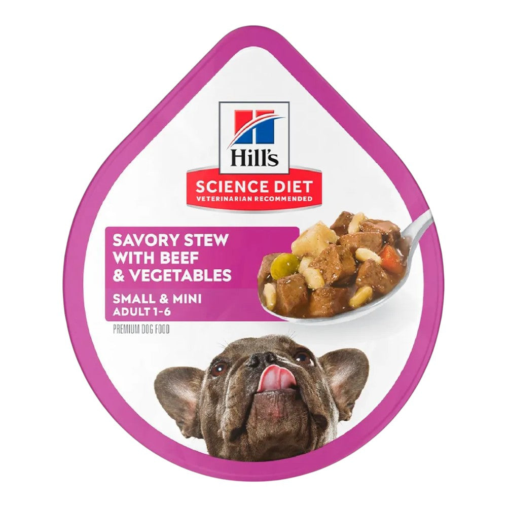 12 Tray Hill's SD Adult Small and Mini Alimento Húmedo Adulto Raza Pequeña, Guisado de Res y Vegetales 99gr
