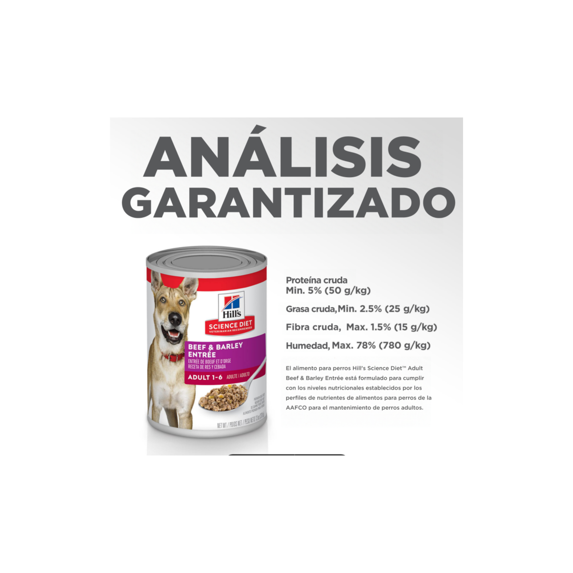 12 Latas Hill's Science Diet Comida para Perro Adulto Sabor Carne de Res y Cebada, 370g