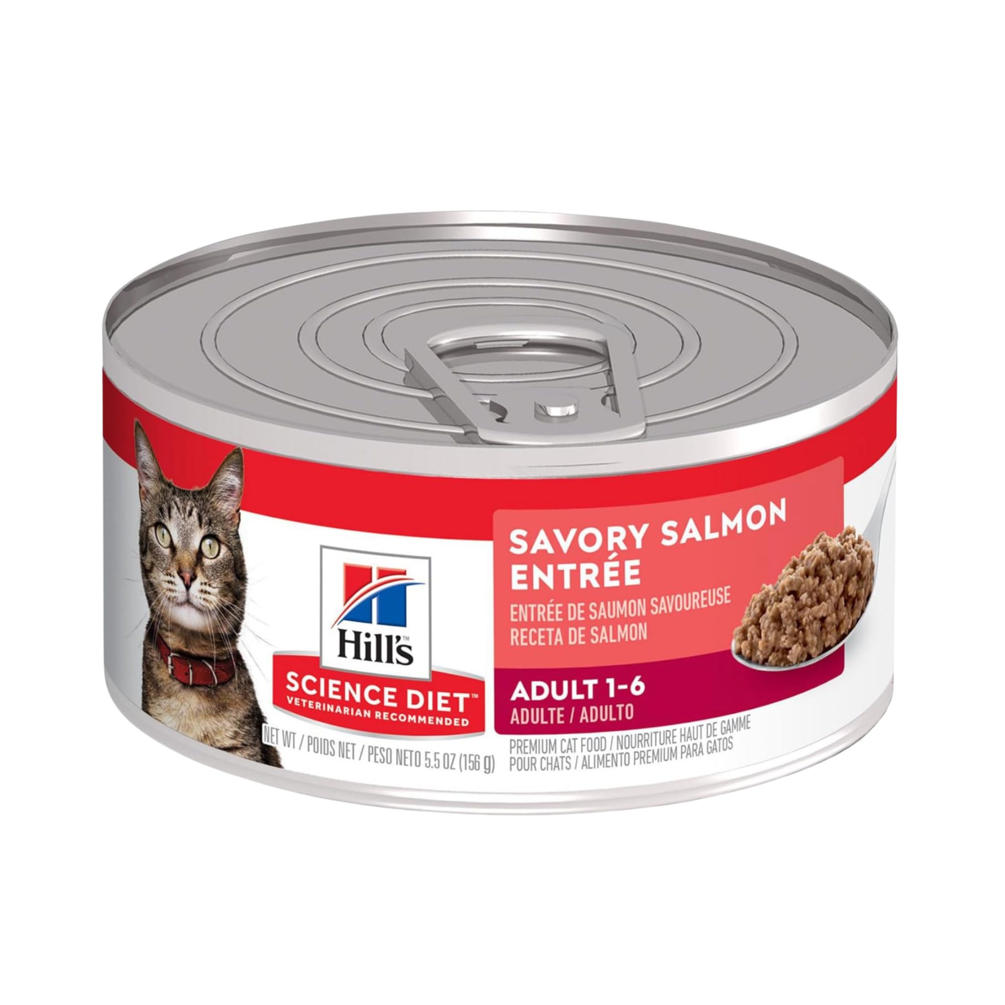 24 Latas Hill's Science Diet Adulto, alimento húmedo para gato adulto receta de salmón, 156g