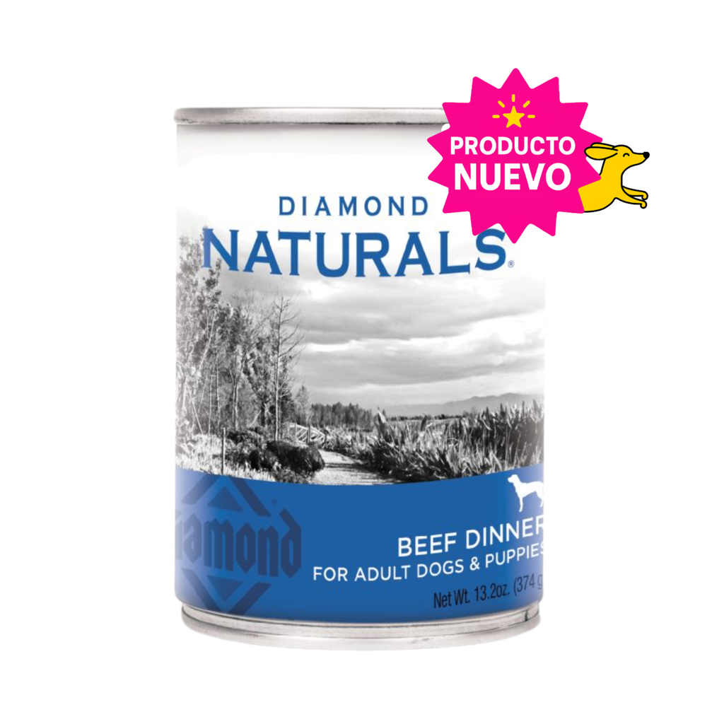 1 Lata Diamond Naturals para Perro Cachorro y Adulto, Sabor Res 374 g