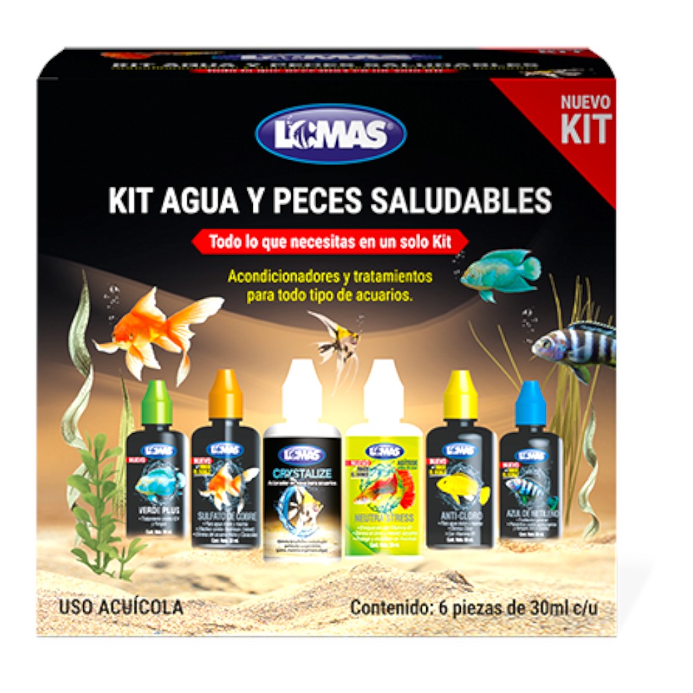 Lomas Kit Agua y Peces Saludables 6 Piezas de 30 ml c/u