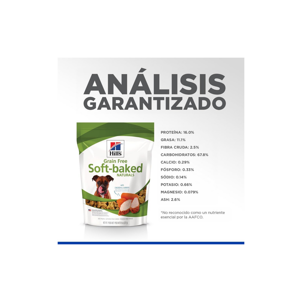 1 Premio Hill's Canine Grain Free Soft-Baked Naturals, Premios Naturales Sin Granos, Horneados Suavemente con Pollo y Zanahorias 227 g