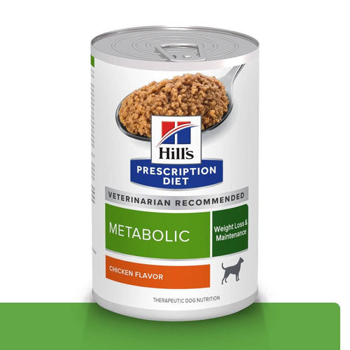 Lata Hill's Prescription Diet Metabolic, Pérdida y Mantenimiento del Peso, con Pollo para Perro, 369 g - AniMALL