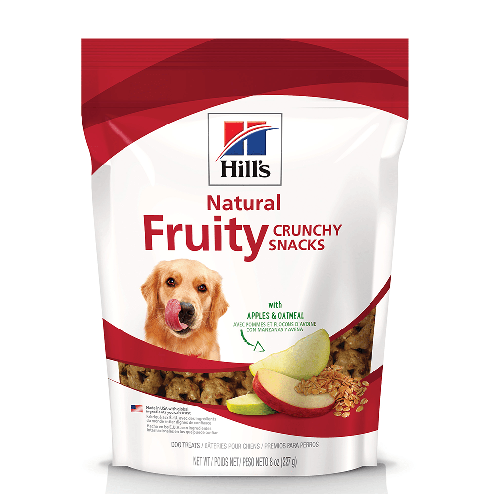 5 Hill's Natural Fruity Crunchy Snacks, premios para perro con manzana y avena para perro 230g - AniMALL