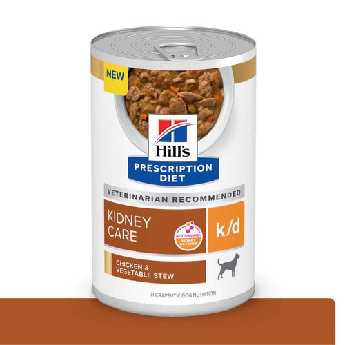 Hill's Prescription Diet k/d, Cuidado Renal, para Perro, Estofado de Pollo y Vegetales, 363 g - AniMALL