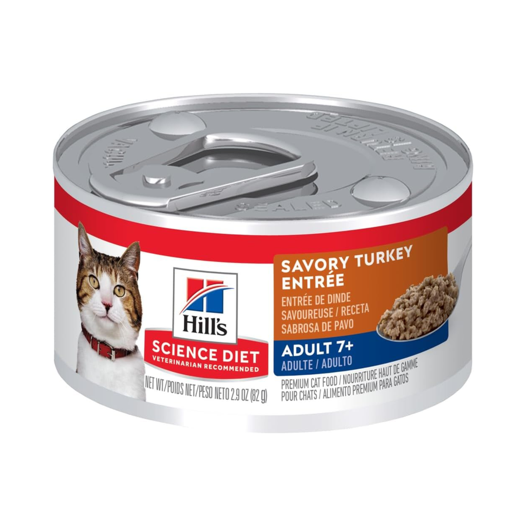24 latas Hill's Science Diet Gato Senior Alimento Húmedo Gato Senior Sabor Pavo 82g