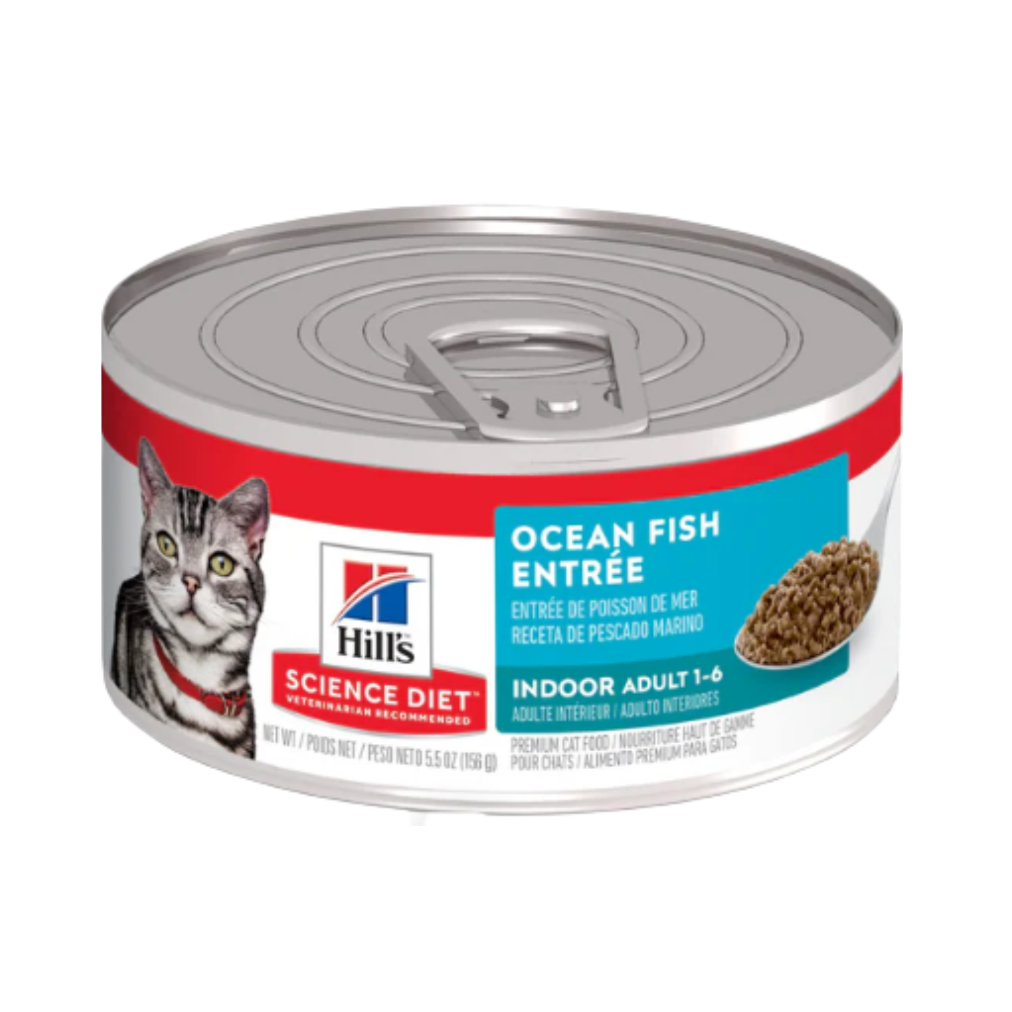 1 Lata Hill's Science Diet Adult Indoor, Alimento Húmedo en Lata para Gato Adulto Receta de Pescado Marino, 156g