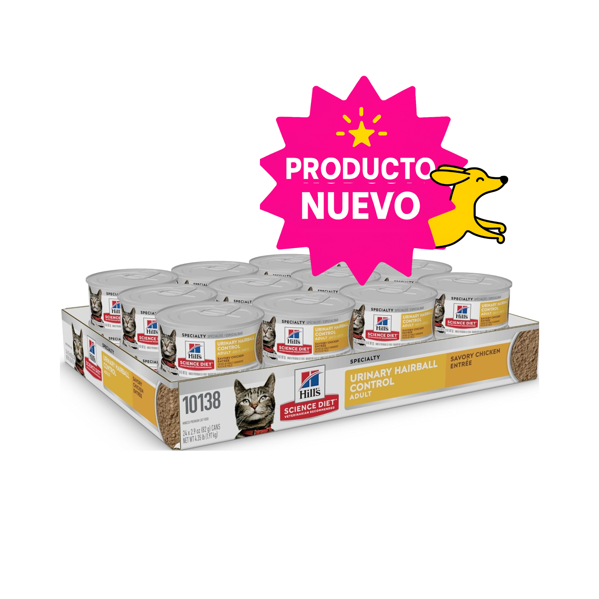 24 Latas Hill's Science Diet Alimento Húmedo Urinary Hairball Control para Gato Adulto Receta de Pollo, 82g