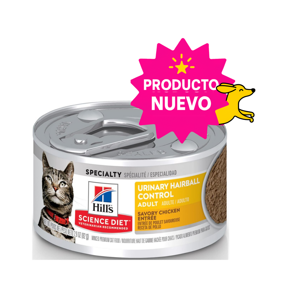 1 Lata Hill's Science Diet Alimento Húmedo Urinary Hairball Control para Gato Adulto Receta de Pollo, 82g