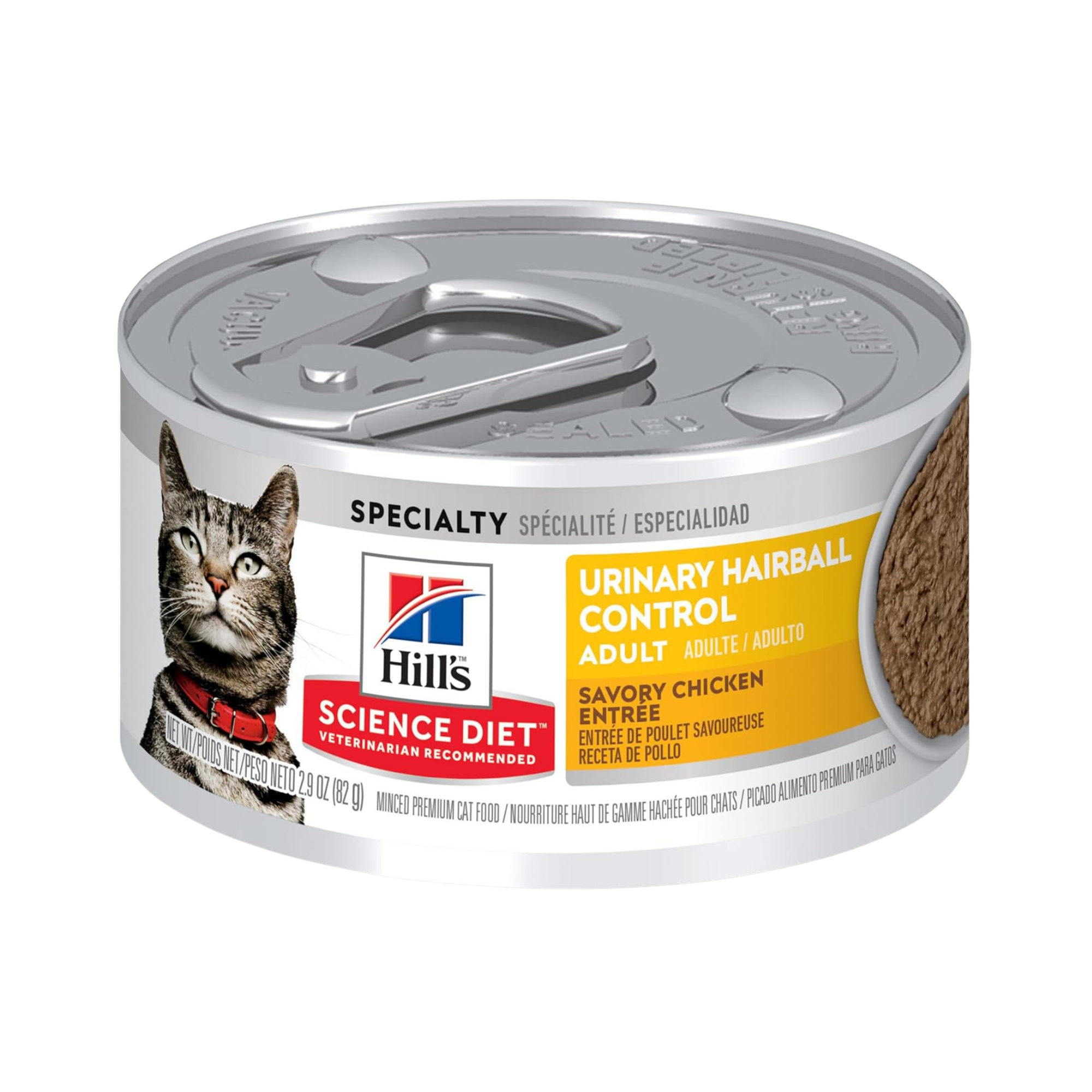 1 Lata Hill's Science Diet Alimento Húmedo Urinary Hairball Control para Gato Adulto Receta de Pollo, 82g