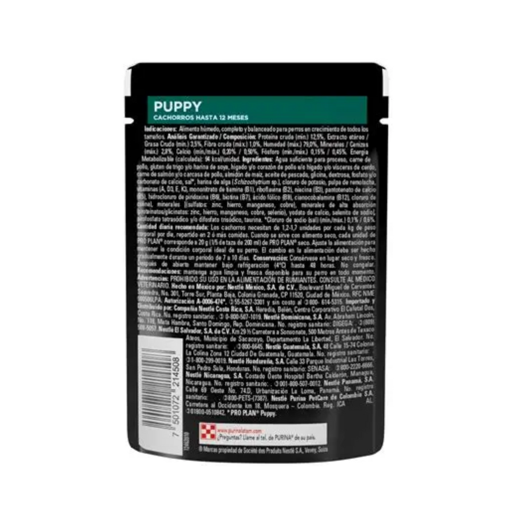 Sobre Pro Plan Puppy receta de pollo alimento húmedo para perro
