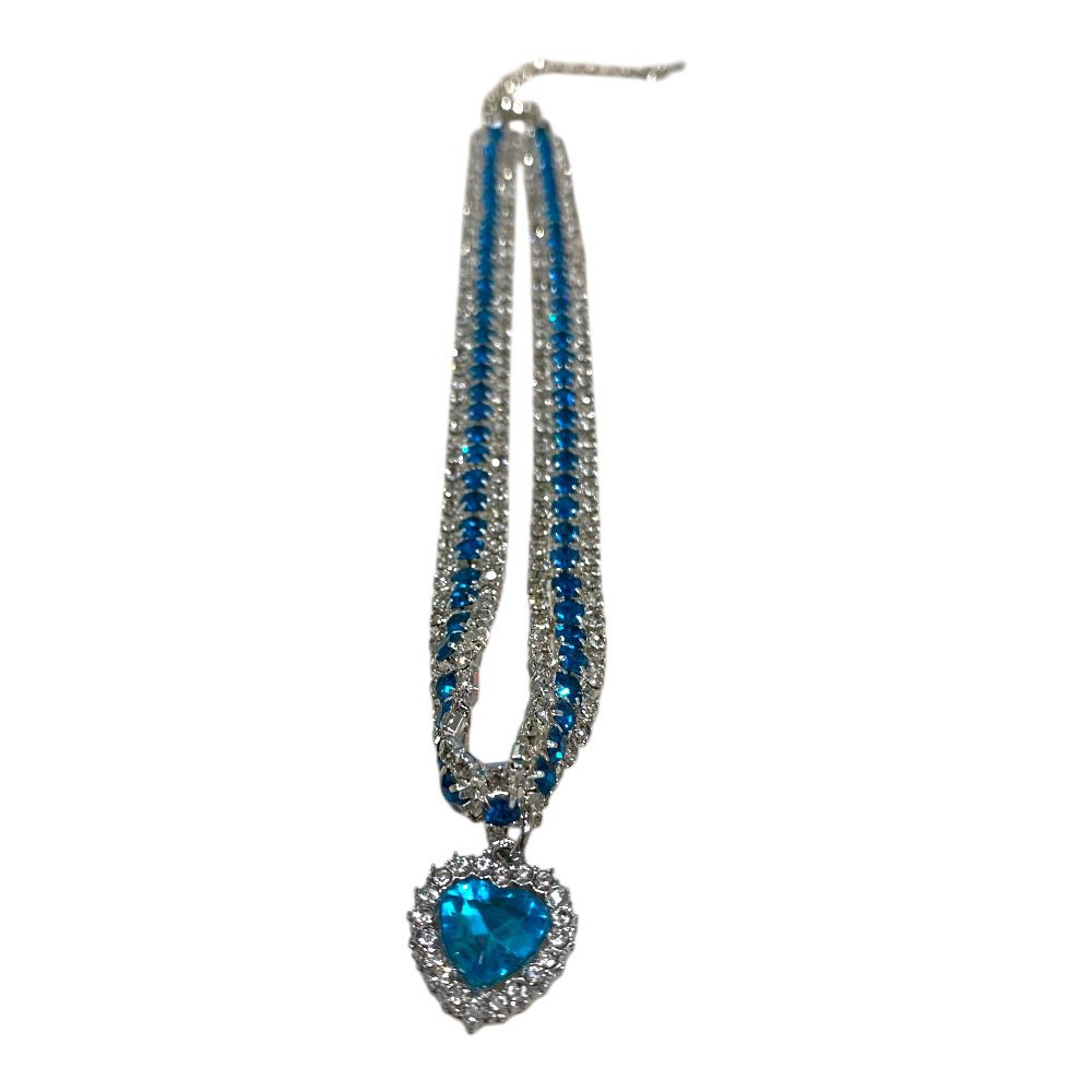 Collar con Dije de Corazón Color Azul L