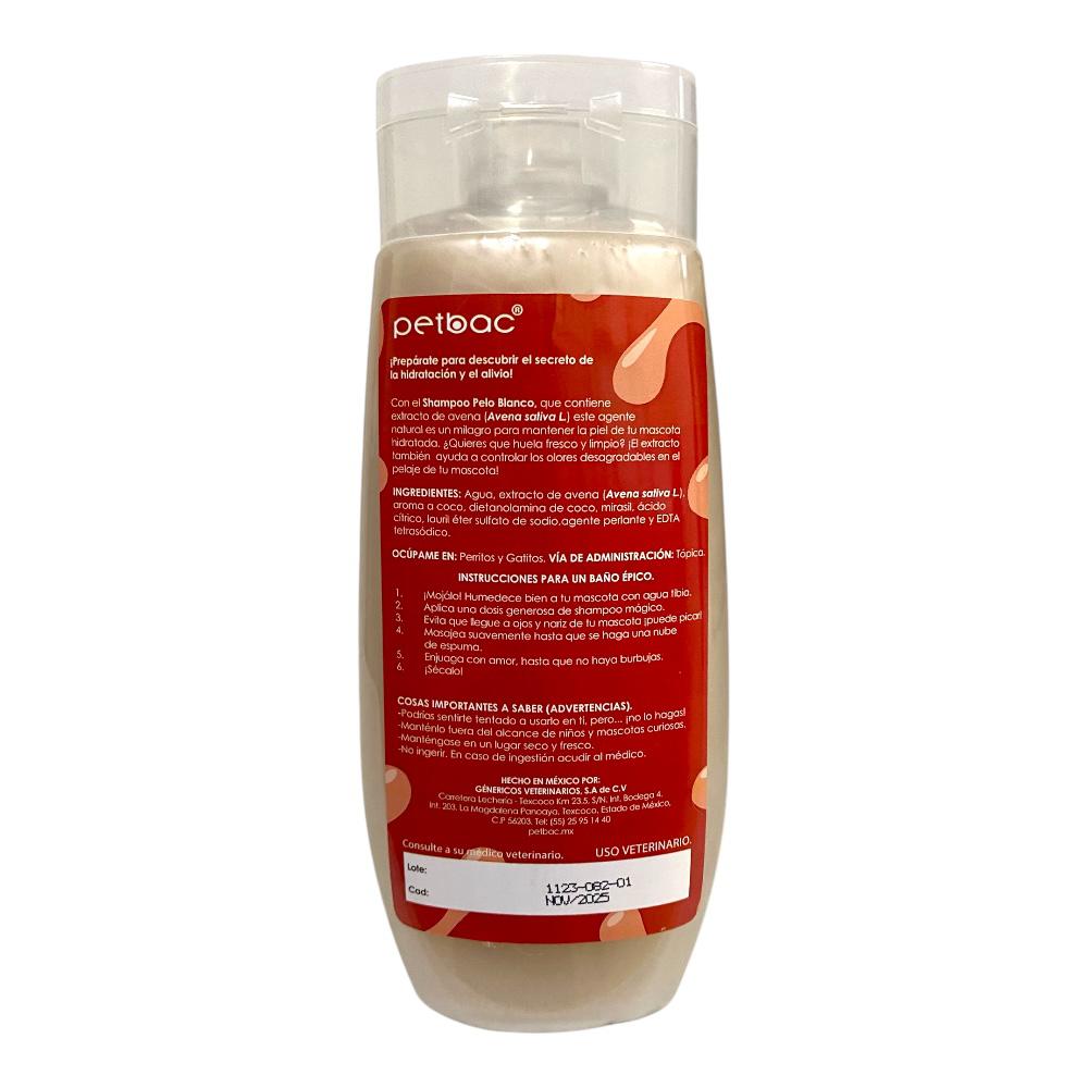 Petbac Shampoo para pelo blanco perros Aroma Coquito 400 ml