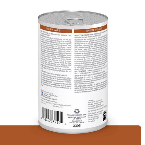 Hill's Prescription Diet k/d, Cuidado Renal, para Perro, Estofado de Pollo y Vegetales, 363 g - AniMALL