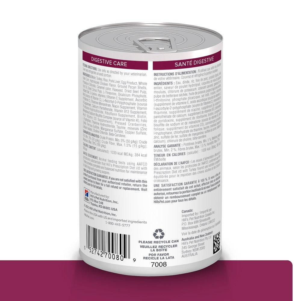 Lata Hill's Prescription Diet i/d, Cuidado Digestivo, con Pavo para Perro, 369 g - AniMALL