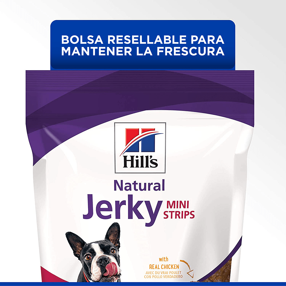 5 Hill's Natural Jerky Mini Strips, premios para perro con pollo sin conservadores 200g - AniMALL