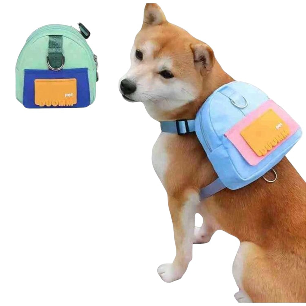 Mochila Mediana Color Verde con Correa para Mascota