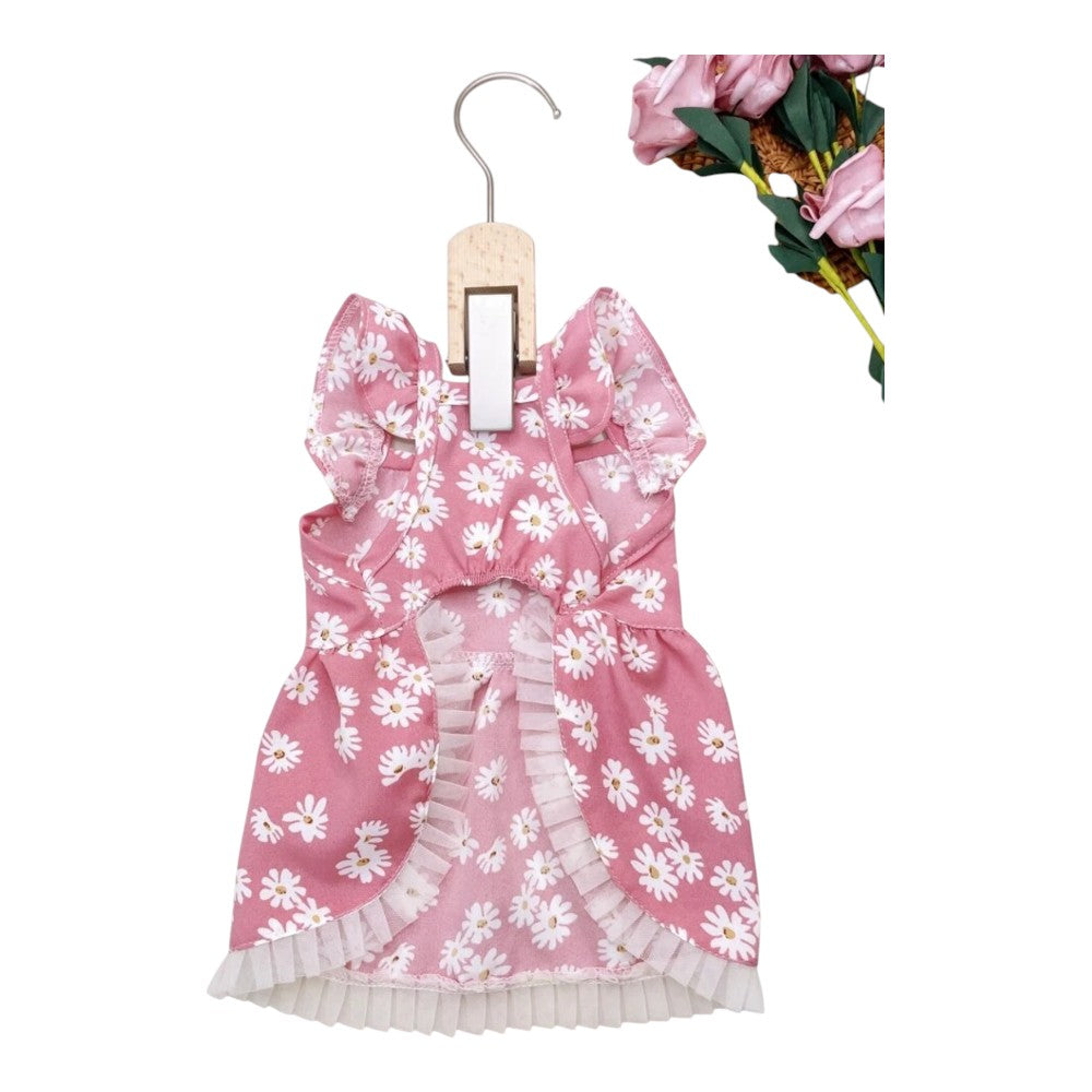 Vestido Rosa Margaritas Primavera Verano XXS