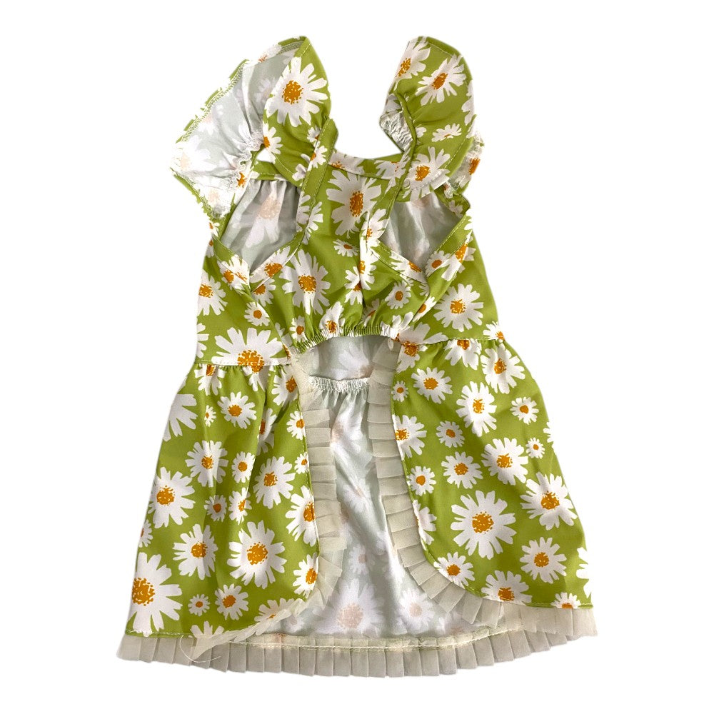 Vestido Verde Margaritas Primavera Verano S