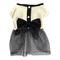 Vestido de Noche color Beige con Moño Negro Talla XXS
