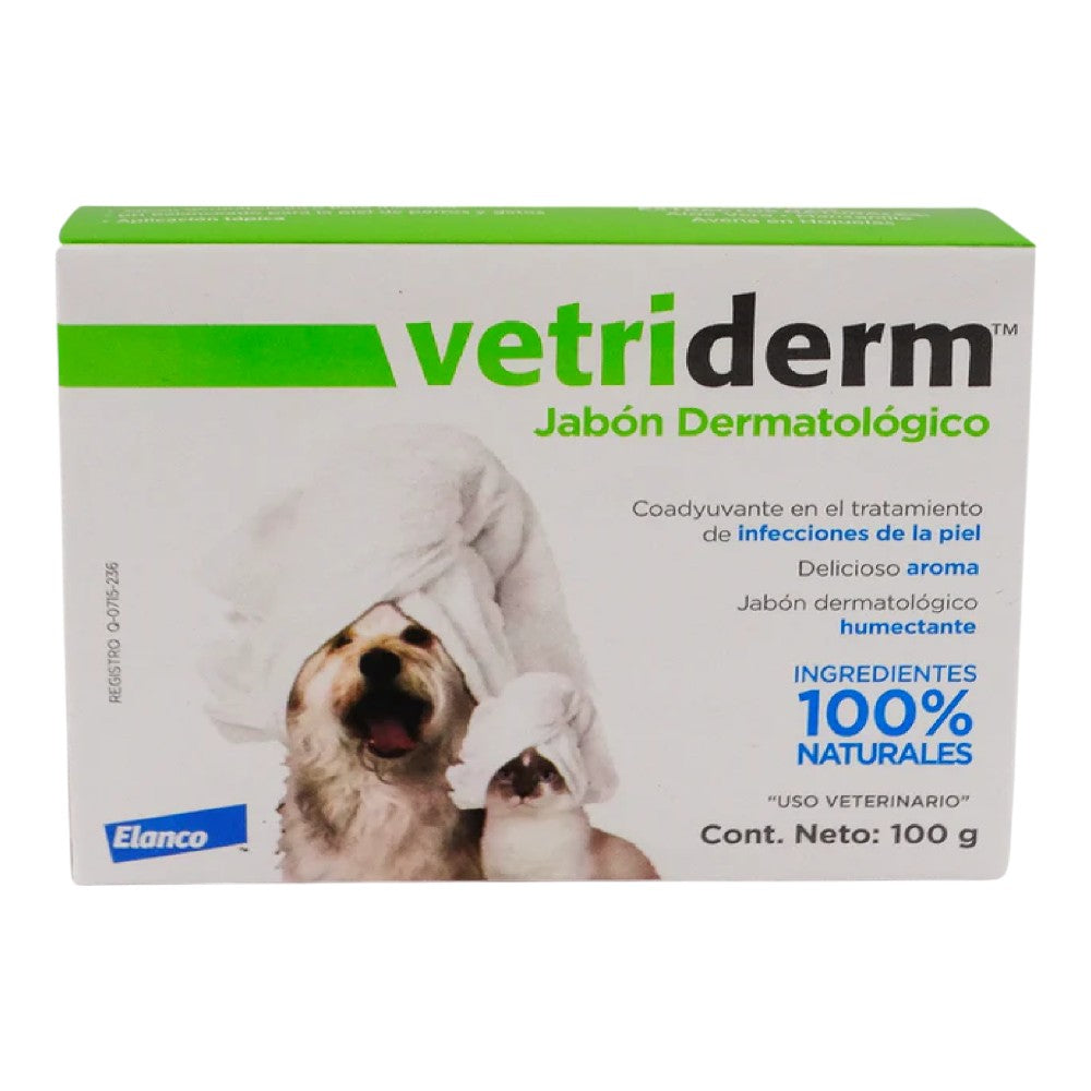 Vetriderm Jabón Dermatológico 100 g Elanco higiene de pieles delicadas