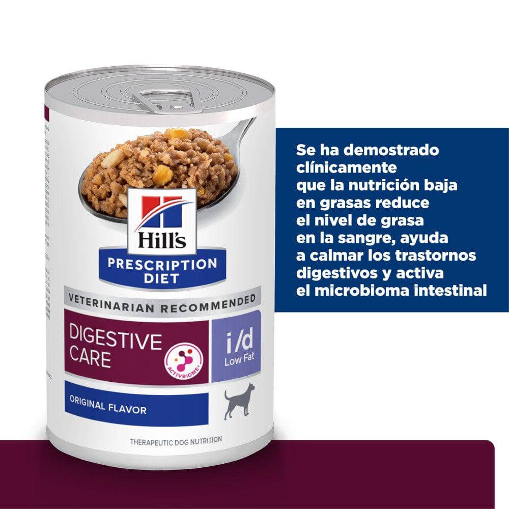 12 Latas Hill's Prescription Diet i/d Low Fat, Cuidado Digestivo, Bajo en Grasa para Perro, 369 g - AniMALL