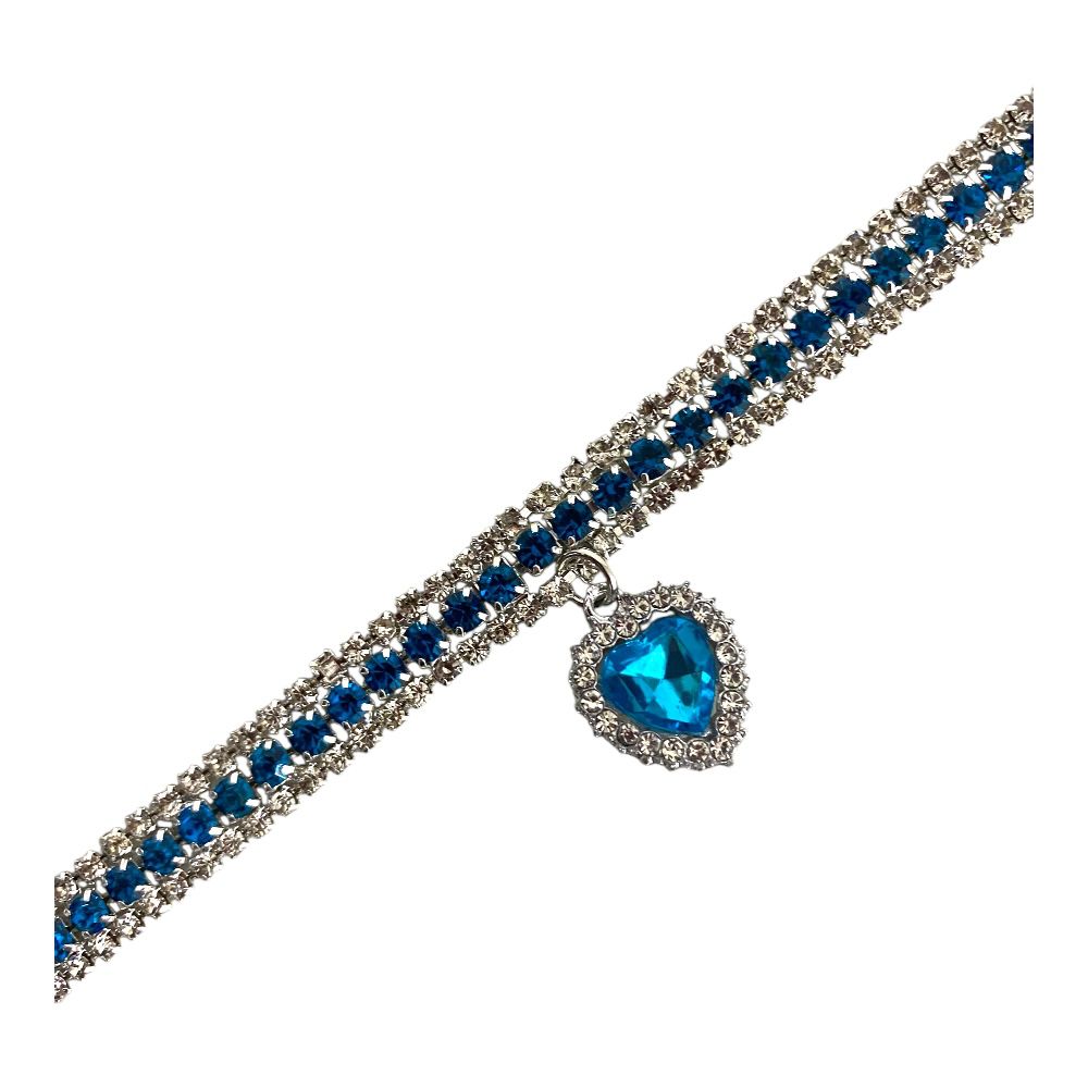 Collar con Dije de Corazón Color Azul L