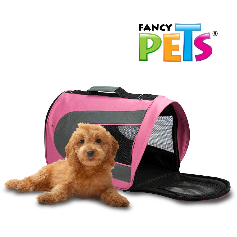 transportadora para perro mediano rosa