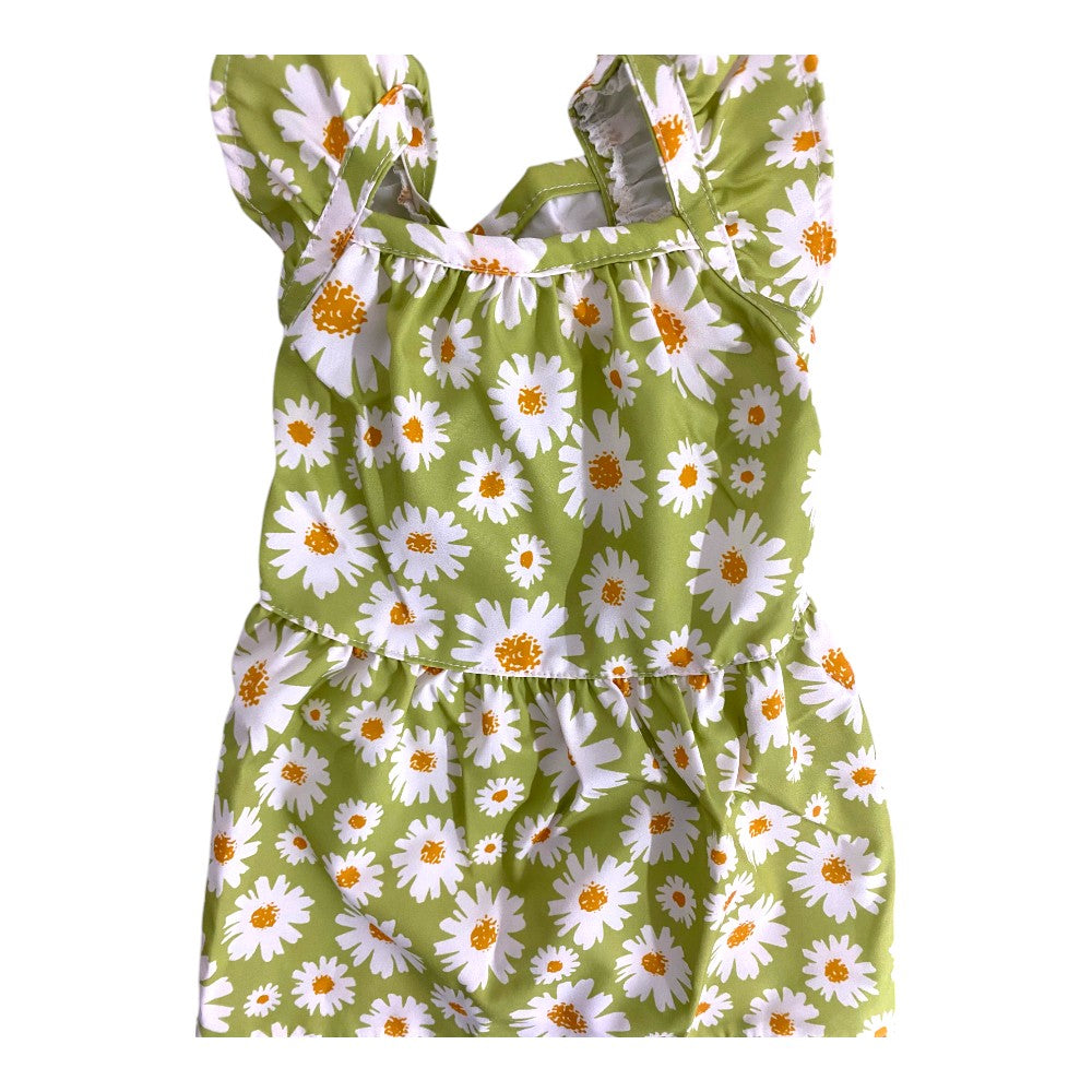 Vestido Verde Margaritas Primavera Verano XXS