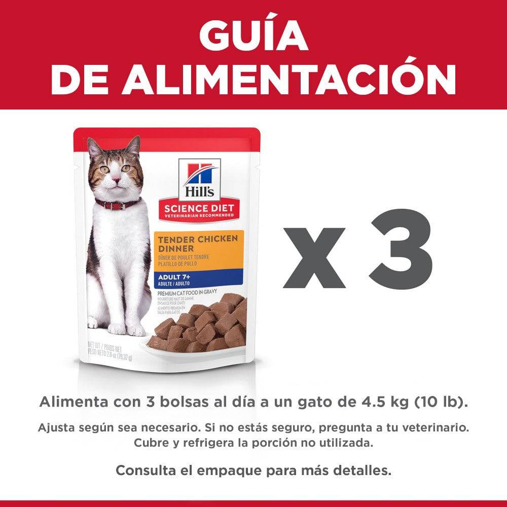 Hill's Science Diet Adult 7+, alimento húmedo en pouch para gato senior, platillo de pollo 79g - AniMALL