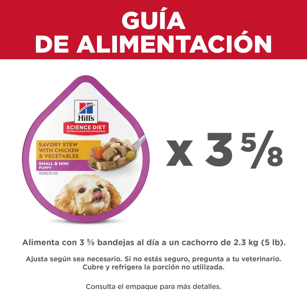 Hill's Science Diet Puppy Small & Mini Alimento Húmedo para Cachorro Raza Pequeña Pollo y Vegetales 99 gr (1 Tray)