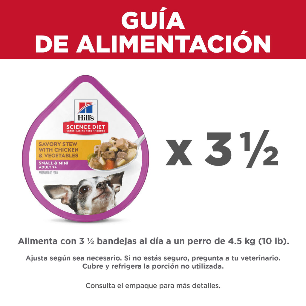12 Tray Hill's SD Senior Small and Mini Alimento Húmedo Senior Raza Pequeña Pollo y Vegetales 99 gr