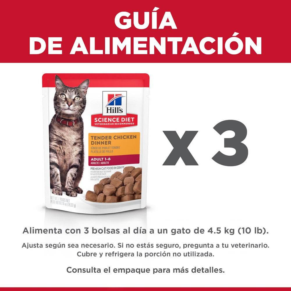 24 Hill's Science Diet Adult, alimento húmedo en pouch para gato adulto, platillo de pollo 79g - AniMALL
