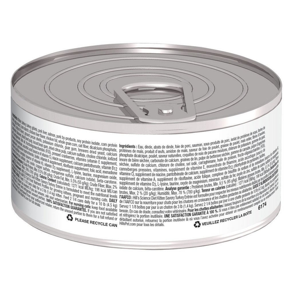 24 Latas Hill's Science Diet Kitten Savory Turkey Entrée. Alimento húmedo para gatitos sabor pavo 156 g