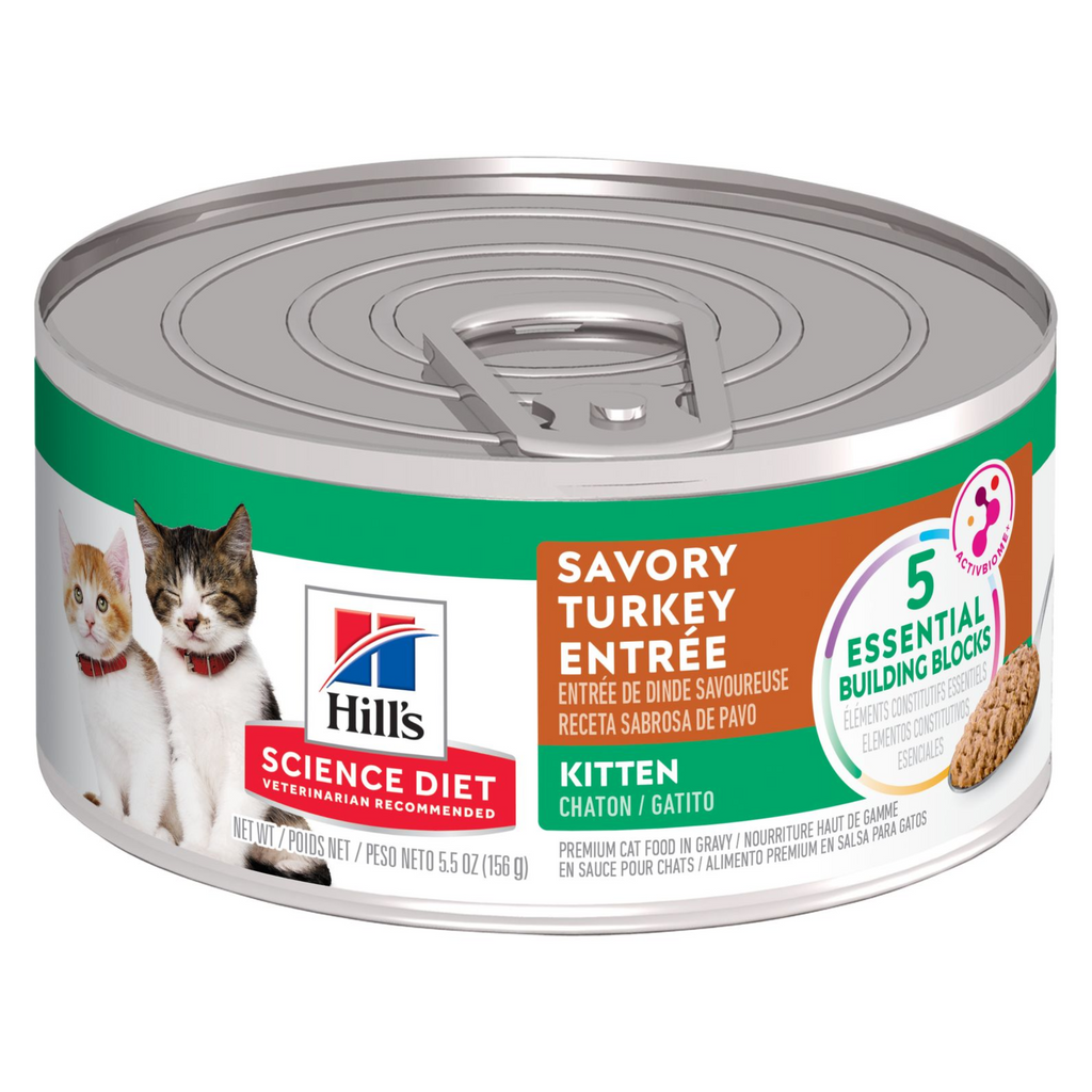 24 Latas Hill's Science Diet Kitten Savory Turkey Entrée. Alimento húmedo para gatitos sabor pavo 156 g