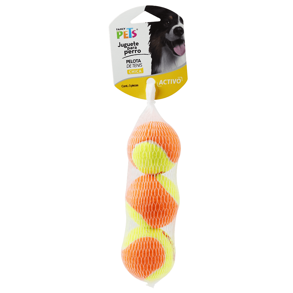 Juguete Pelota Chica de Tenis Bicolor 3 Pz., Fancy Pets - AniMALL