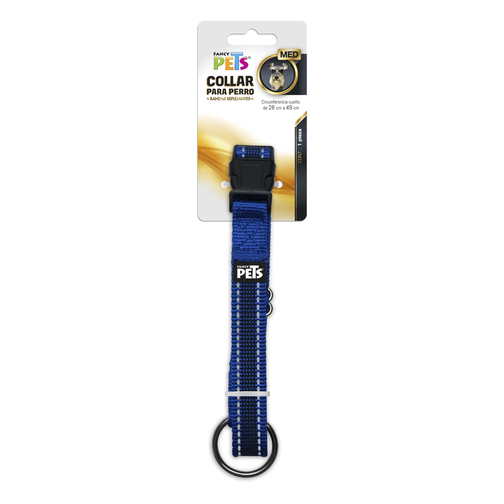 Collar Nylon con Bandas Reflejantes Perro Talla M - AniMALL