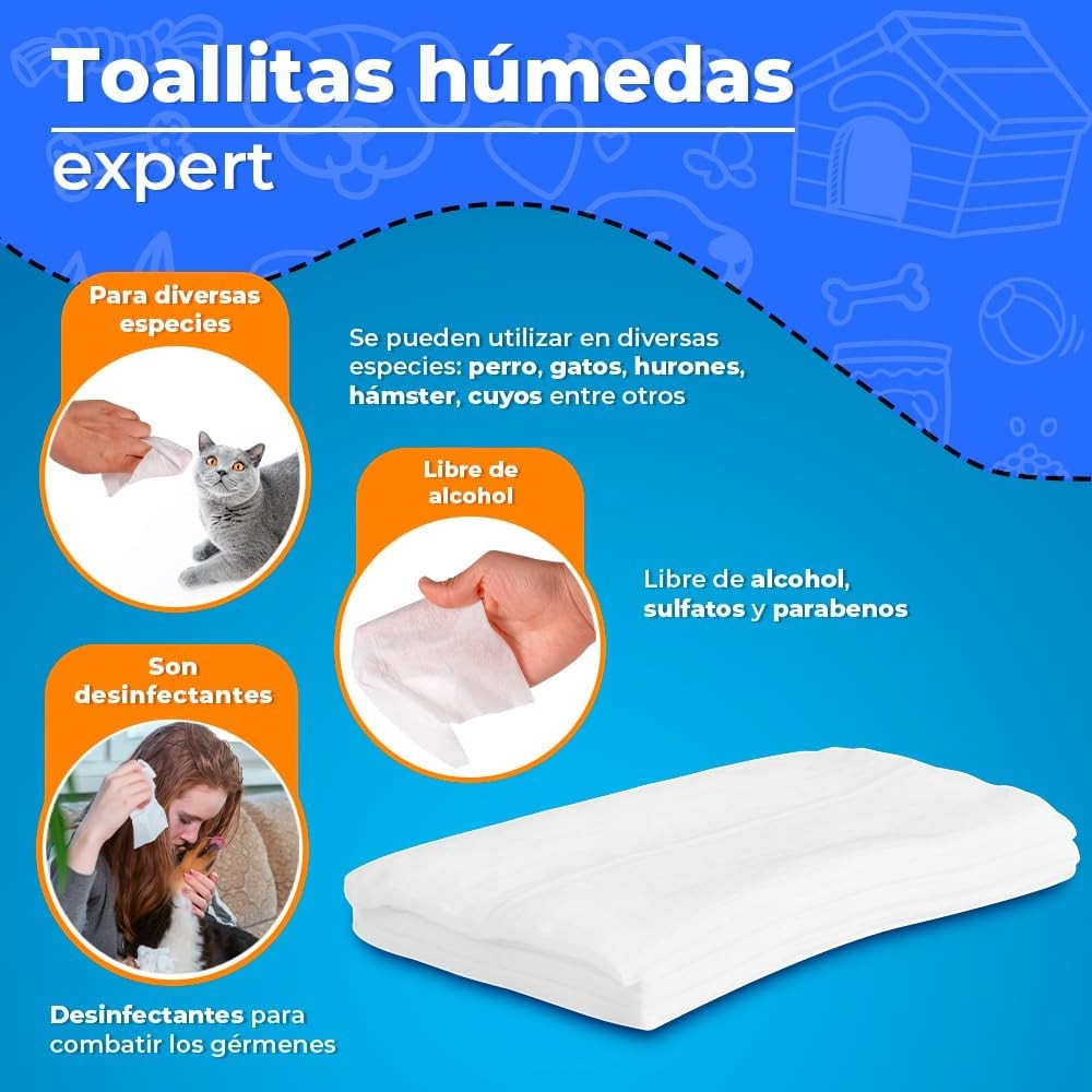 Toallitas humedas para perros Expert con 40 Piezas