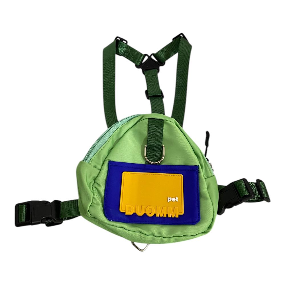 Mochila Mediana Color Verde con Correa para Mascota