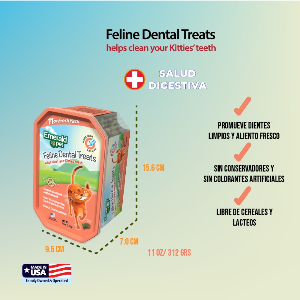Premios Dentales para Gato Sabor Salmón, Dientes Limpios, Fresh Pack 312gr