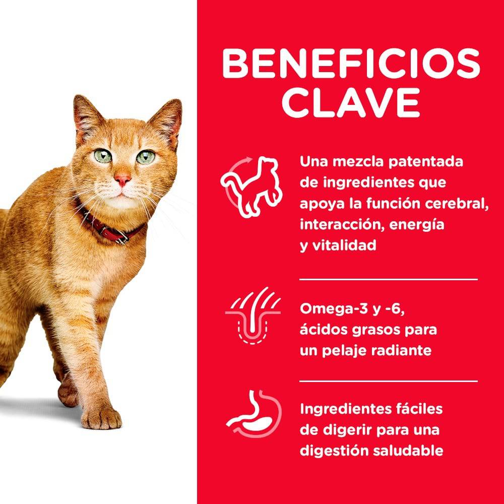 Hill's Science Diet Senior Vitality, alimento saludable para gato senior sabor pollo  1.4Kg - AniMALL