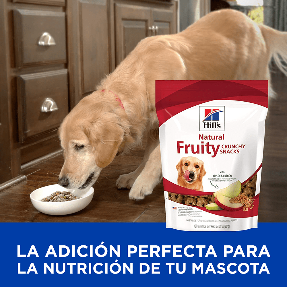5 Hill's Natural Fruity Crunchy Snacks, premios para perro con manzana y avena para perro 230g - AniMALL