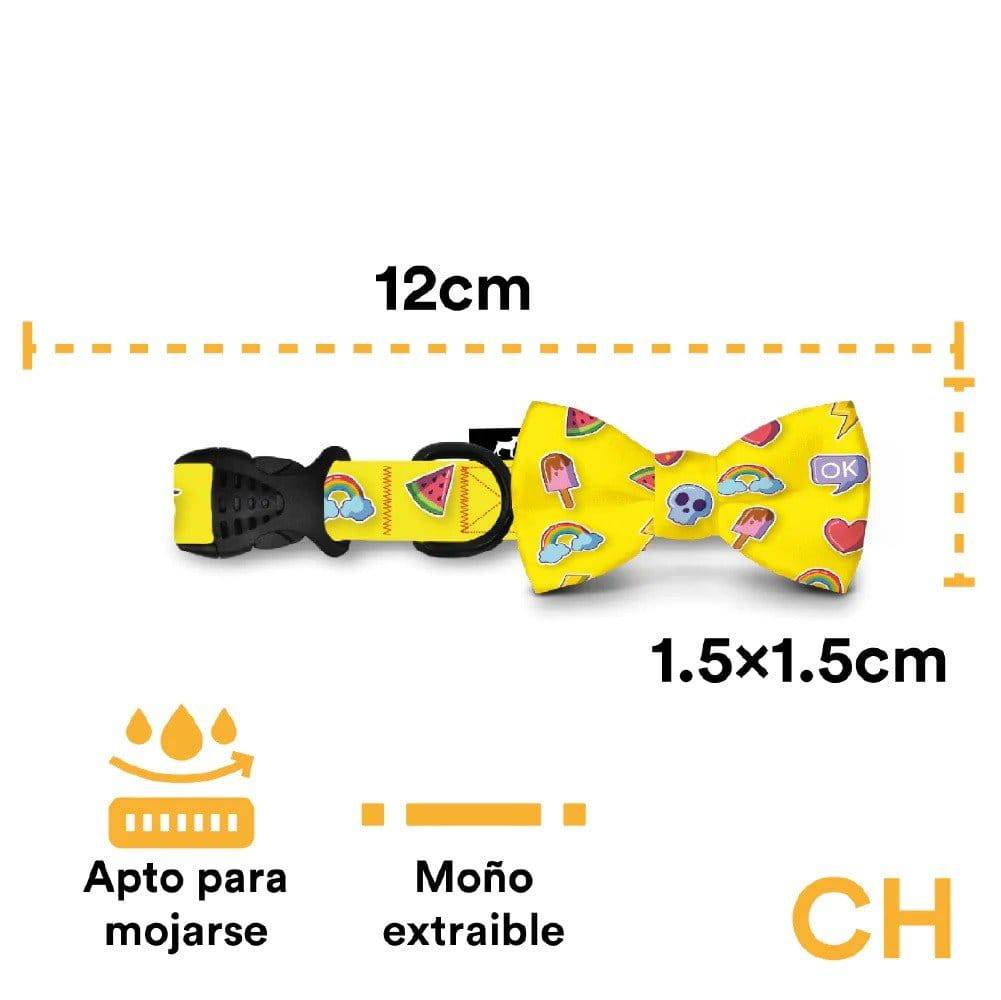 Collar con moño Amarillo con emoji  Talla S - AniMALL