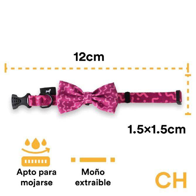 Collar con moño spaguetti Fucsia Talla S - AniMALL