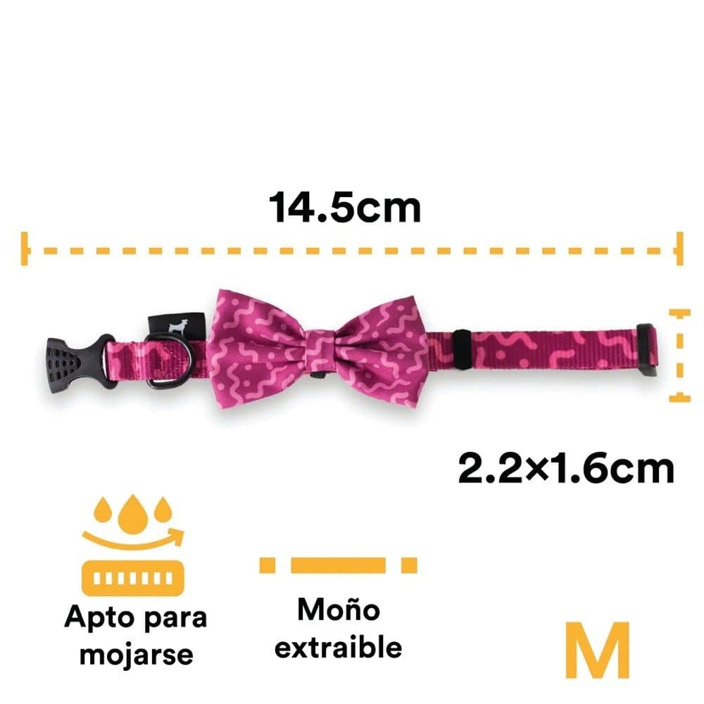 Collar con moño spaguetti Fucsia Talla M - AniMALL