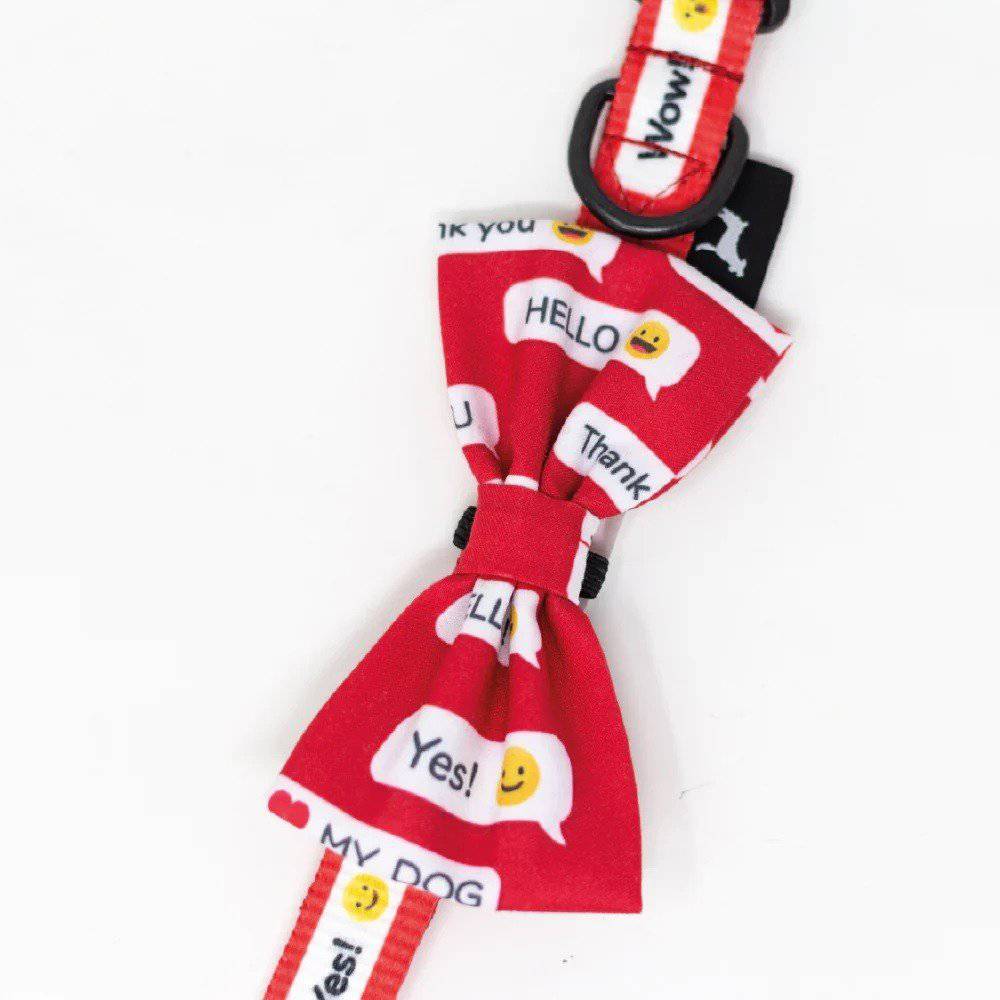 Collar con moño emoticon color rojo Talla M - AniMALL