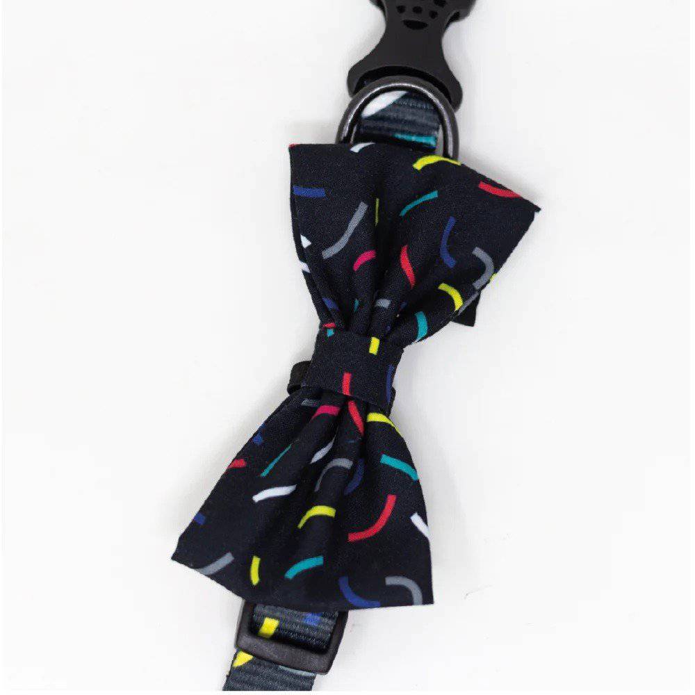 Collar con moño confetti color negro Talla M - AniMALL
