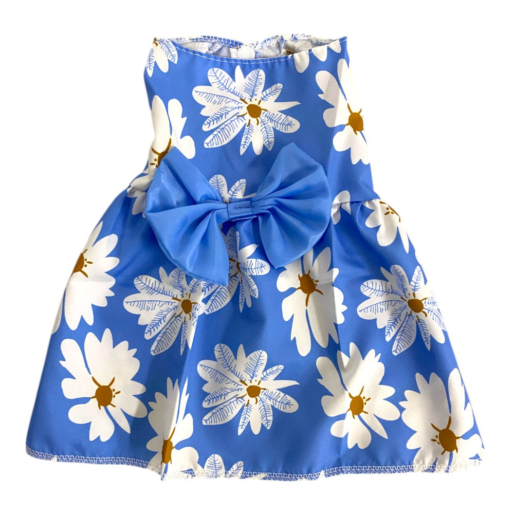Vestido Azul Margaritas Primavera Verano M
