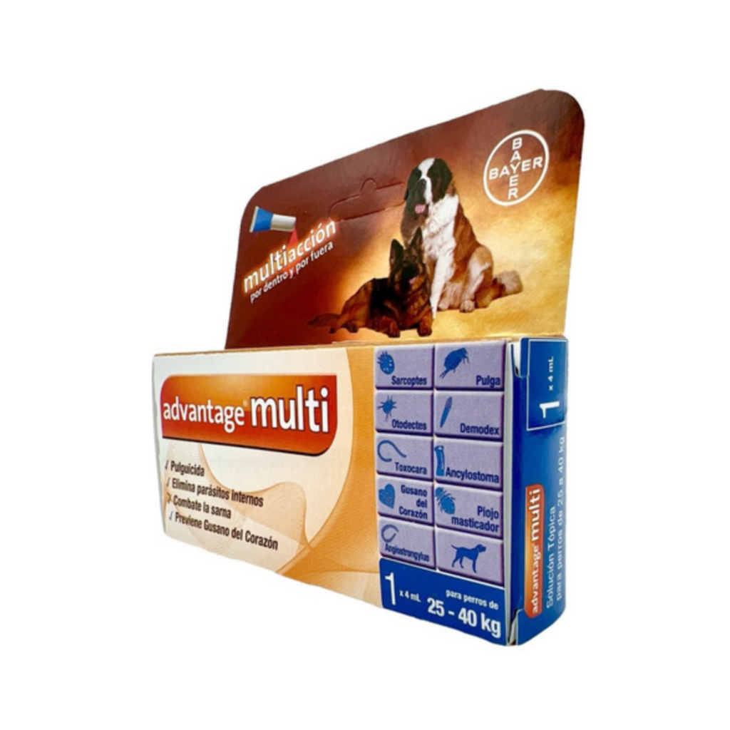 Pipeta Advantage Multi 4 ml para perros de 25 a 40 kg aplicación tópica mensual